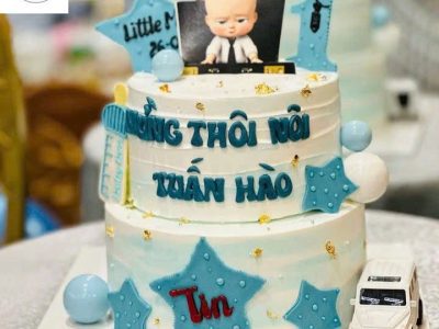 Bánh bé trai xanh 2 tầng