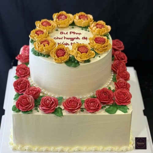 Bánh 2 tầng hoa sen