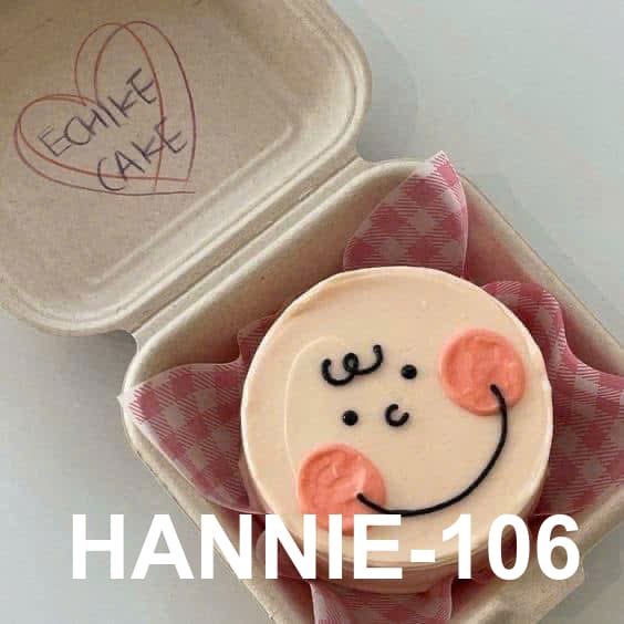Bánh kem tối giản Hannie bento mặt cười đáng yêu, phong cách Hàn Quốc hiện đại.