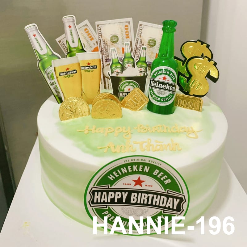 Bánh kem bia chúc mừng thành công Hannie độc đáo.