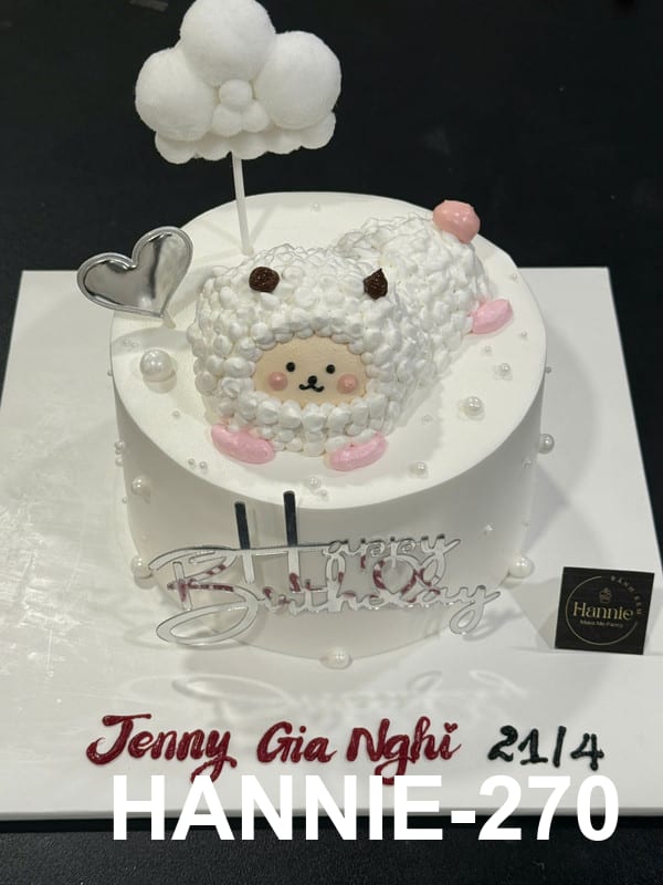 Bánh kem con cừu trắng dễ thương Hannie, món quà lễ Phục Sinh.