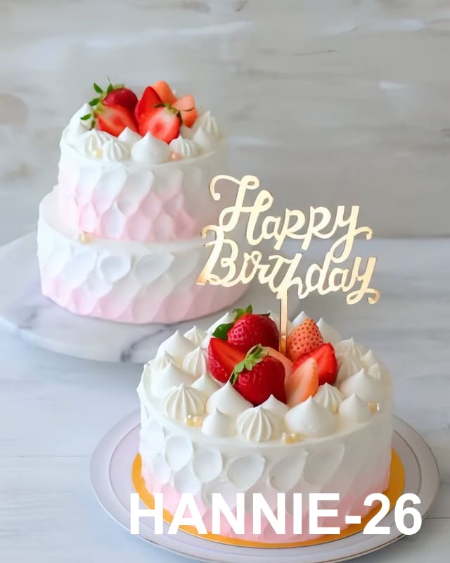 Bánh Kem Ombre Hồng Trắng Dâu Tây Hannie, ngọt ngào cho sinh nhật.