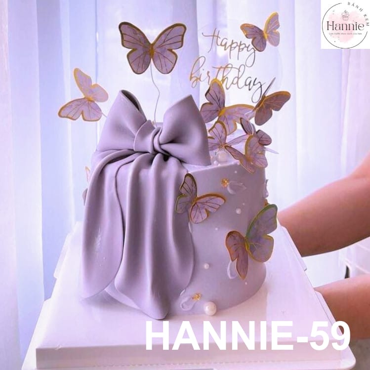 Bánh kem công chúa ít đường hình bướm tím lavender đẹp mắt từ Hannie