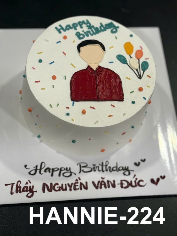 Bánh kem vẽ hình thầy giáo Hannie, món quà ý nghĩa gần Bách Khoa.